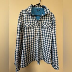 Blue and White Checkered Button Down - Size XL - 100% Cotton